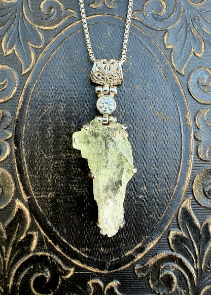Raw Aquamarine + Moissanite Vibrational Gemstone Pendant