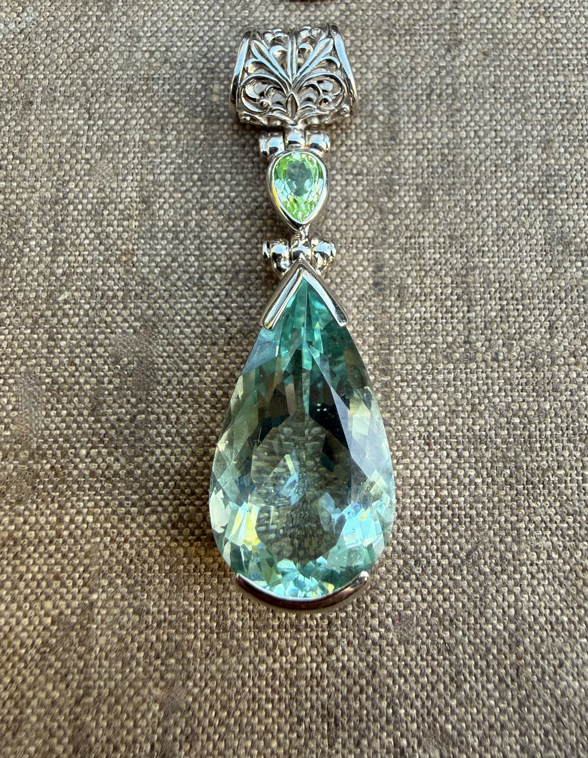 Seafoam Obsidian + Mint Spinel Vibrational Gemstone Pendant