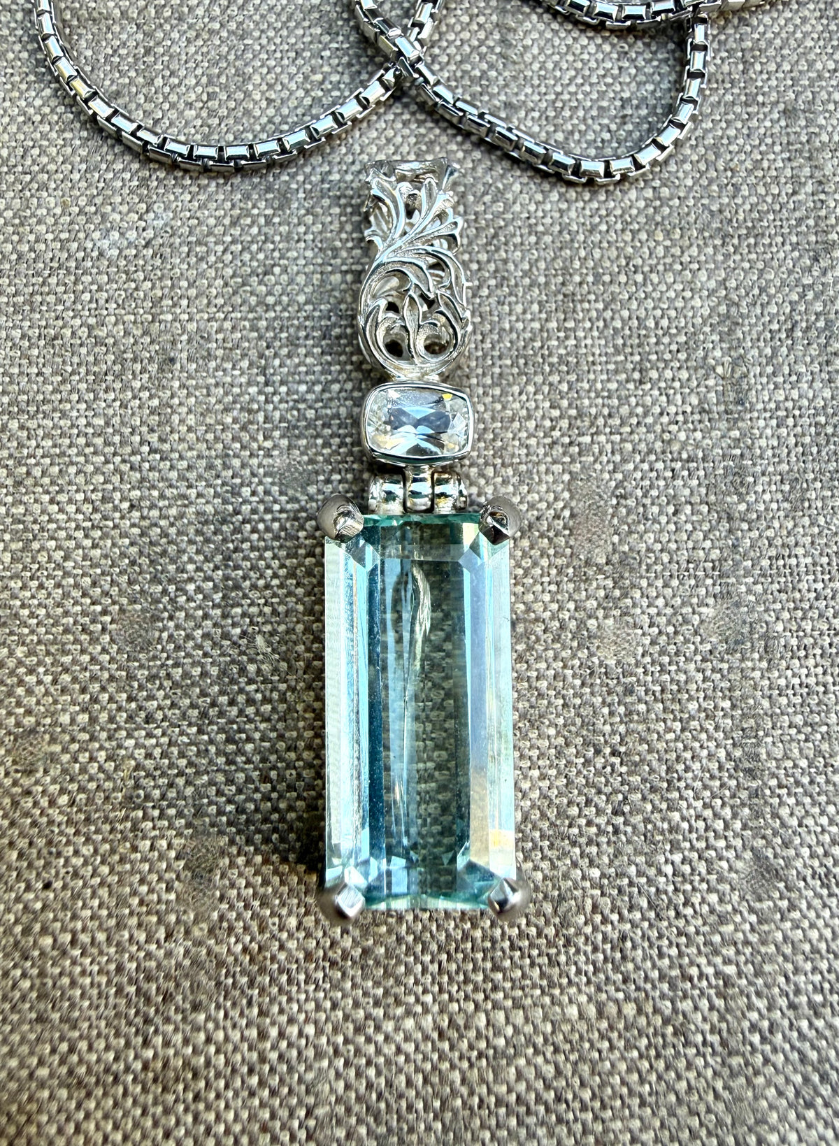 Seafoam Obsidian + Phenkite Vibrational Gemstone Pendant