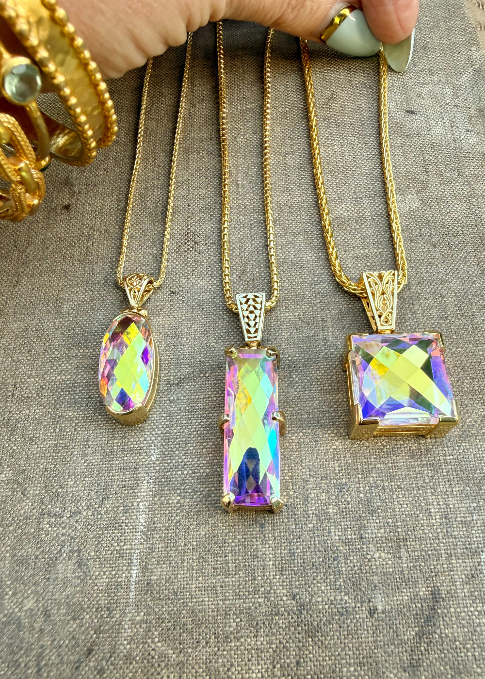 Angel Aura Amour Mystic Quartz Vibrational Gemstone Pendant