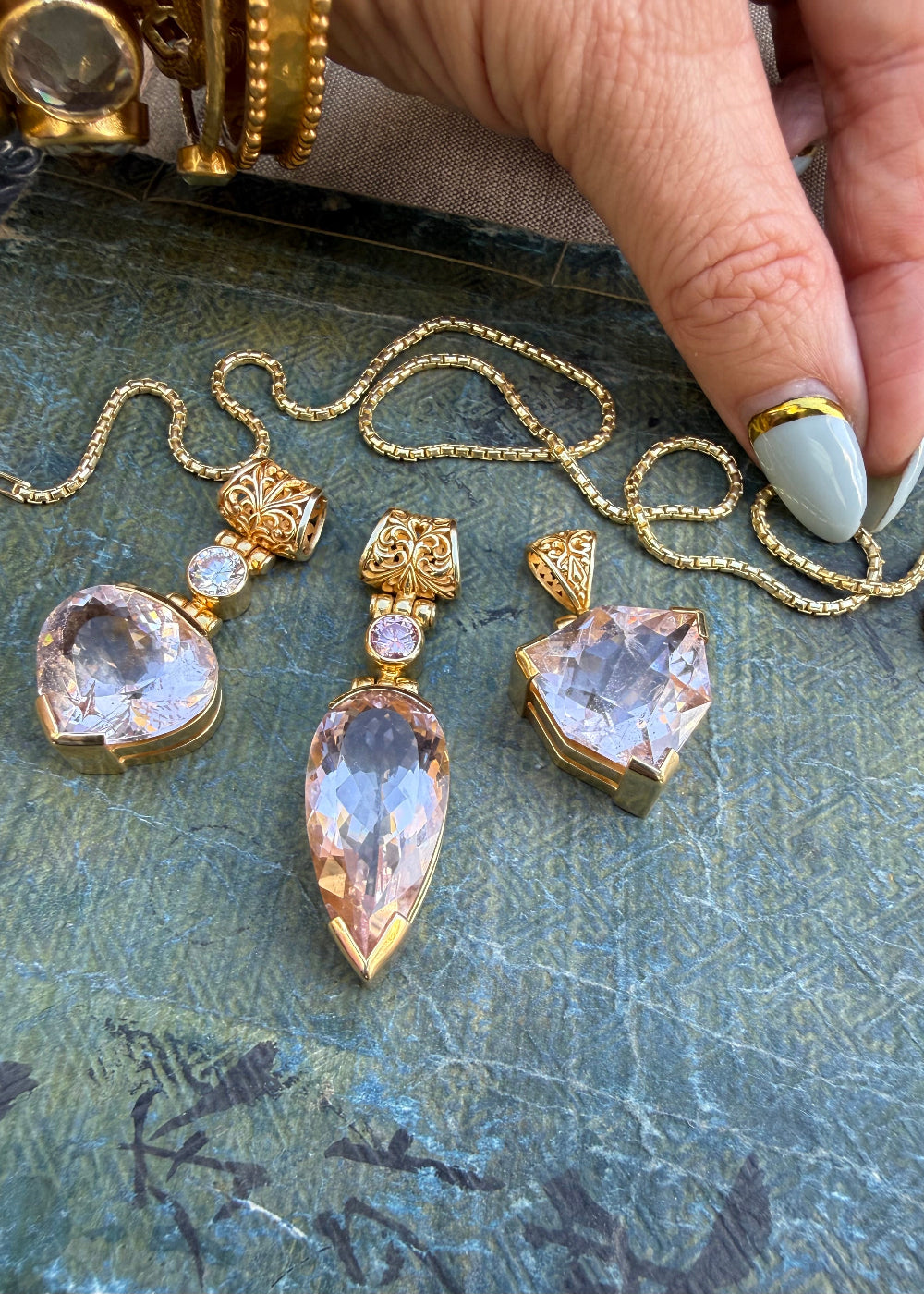 Pink Obsidian + Pink Moissanite Vibrational Gemstone Pendant