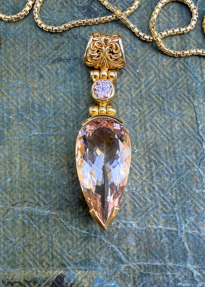 Pink Obsidian + Pink Moissanite Vibrational Gemstone Pendant