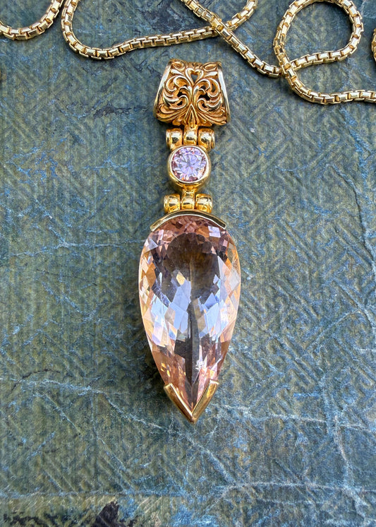 Pink Obsidian + Pink Moissanite Vibrational Gemstone Pendant