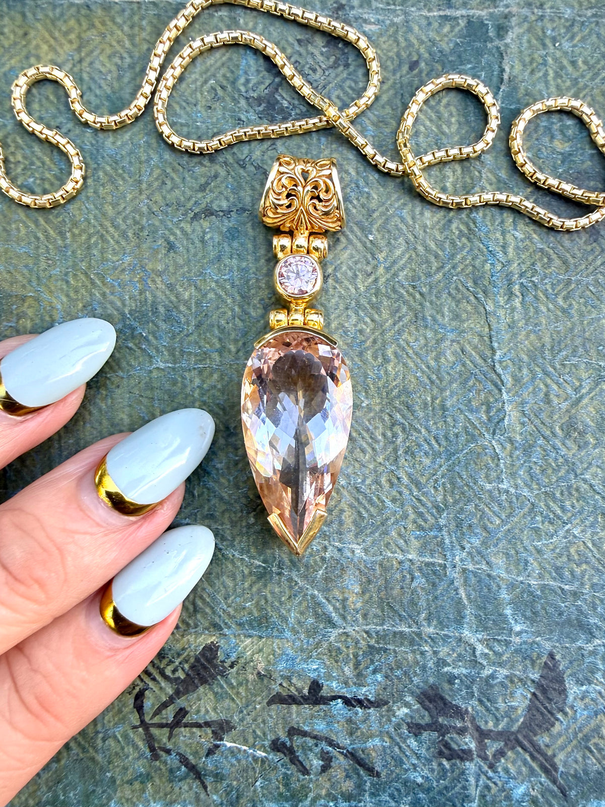 Pink Obsidian + Pink Moissanite Vibrational Gemstone Pendant