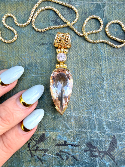 Pink Obsidian + Pink Moissanite Vibrational Gemstone Pendant