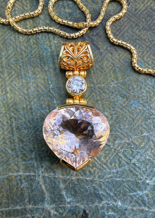 Pink Obsidian + Pink Moissanite Vibrational Gemstone Pendant