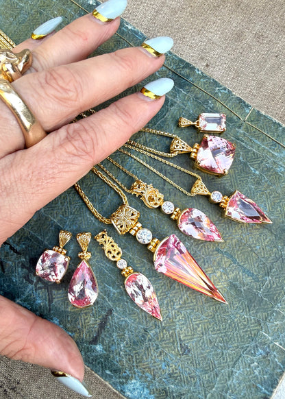 Imperial Pink Sapphire + Pink Moissanite Vibrational Gemstone Pendant