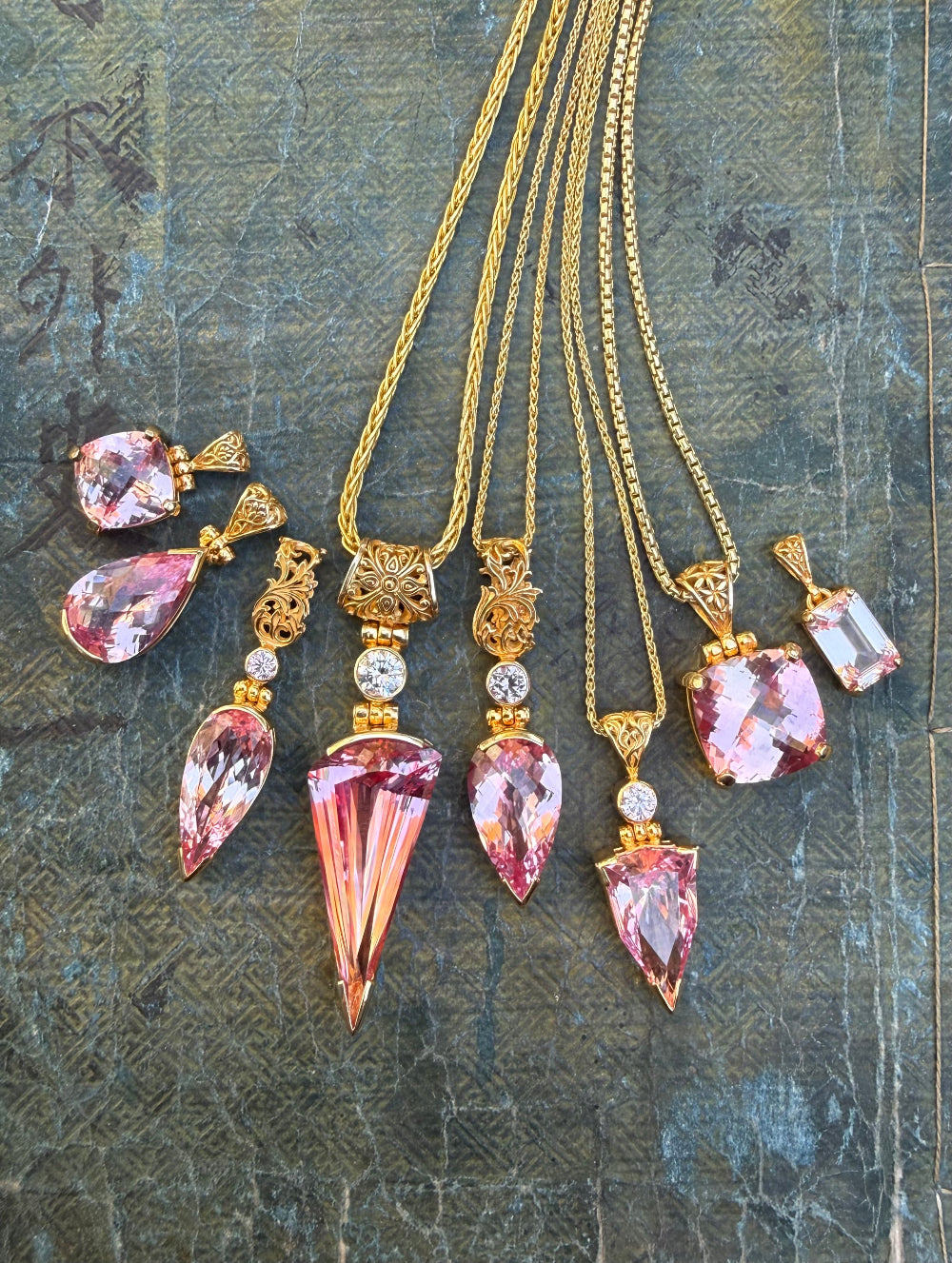 Imperial Pink Sapphire + Pink Moissanite Vibrational Gemstone Pendant