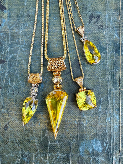 Yellow Sapphire Vibrational Gemstone Pendant