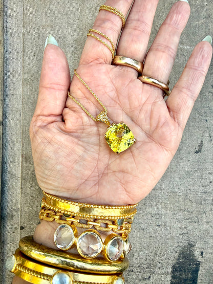 Yellow Sapphire Vibrational Gemstone Pendant