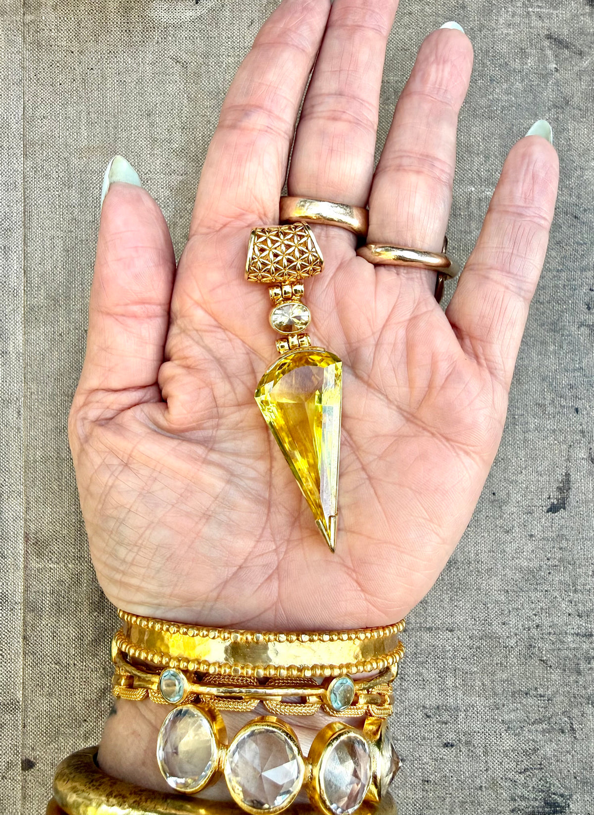Yellow Sapphire + Scapolite Vibrational Gemstone Pendant