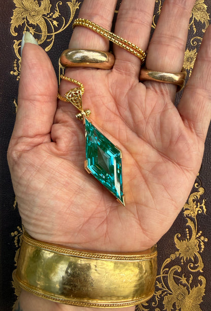 Paraiba Effect Spinel Vibrational Gemstone Pendant