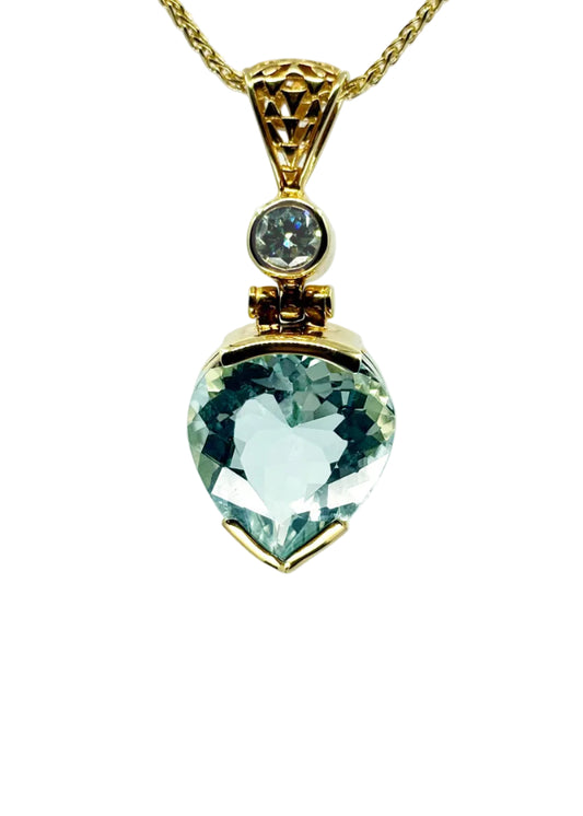 Seafoam Obsidian + Moissanite Fine Vibrational Gemstone Pendant
