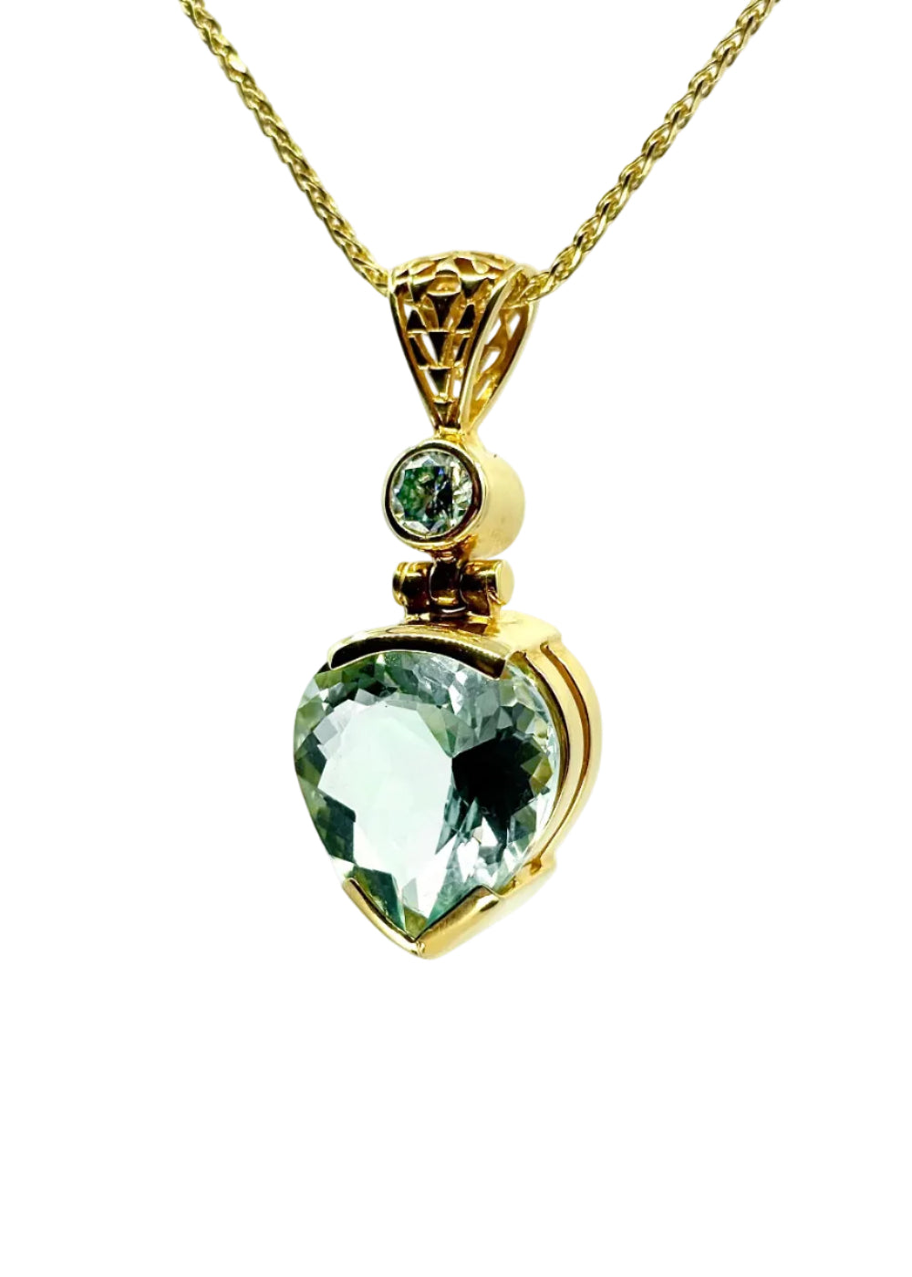 Seafoam Obsidian+ Moissanite, Fine Vibrational Gemstone Pendant
