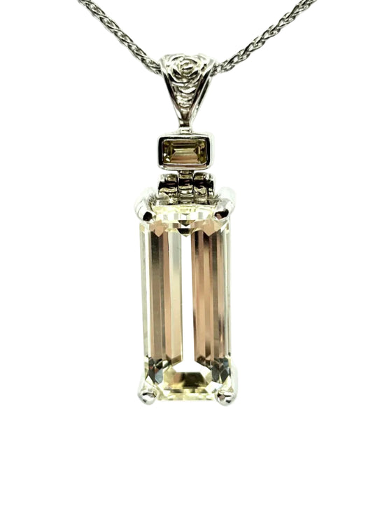 Spodumene + Green Chrysoberyl Fine Vibrational Gemstone Pendant
