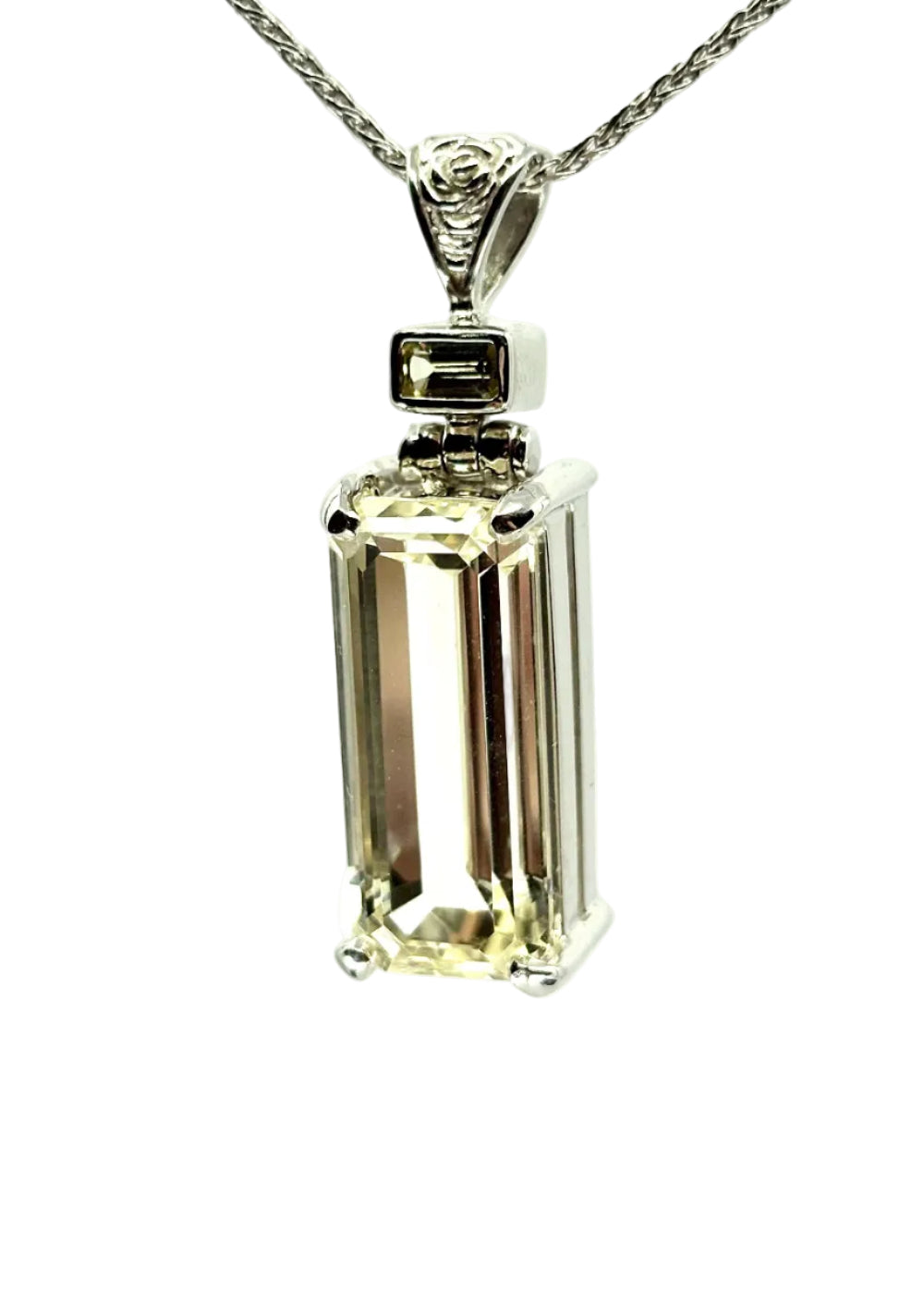 Spodumene + Green Chrysoberyl Fine Vibrational Gemstone Pendant