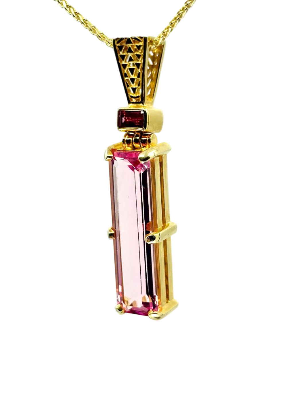 Crystalline Pink Beryl + Pink Tourmaline Fine Vibrational Gemstone Pendant