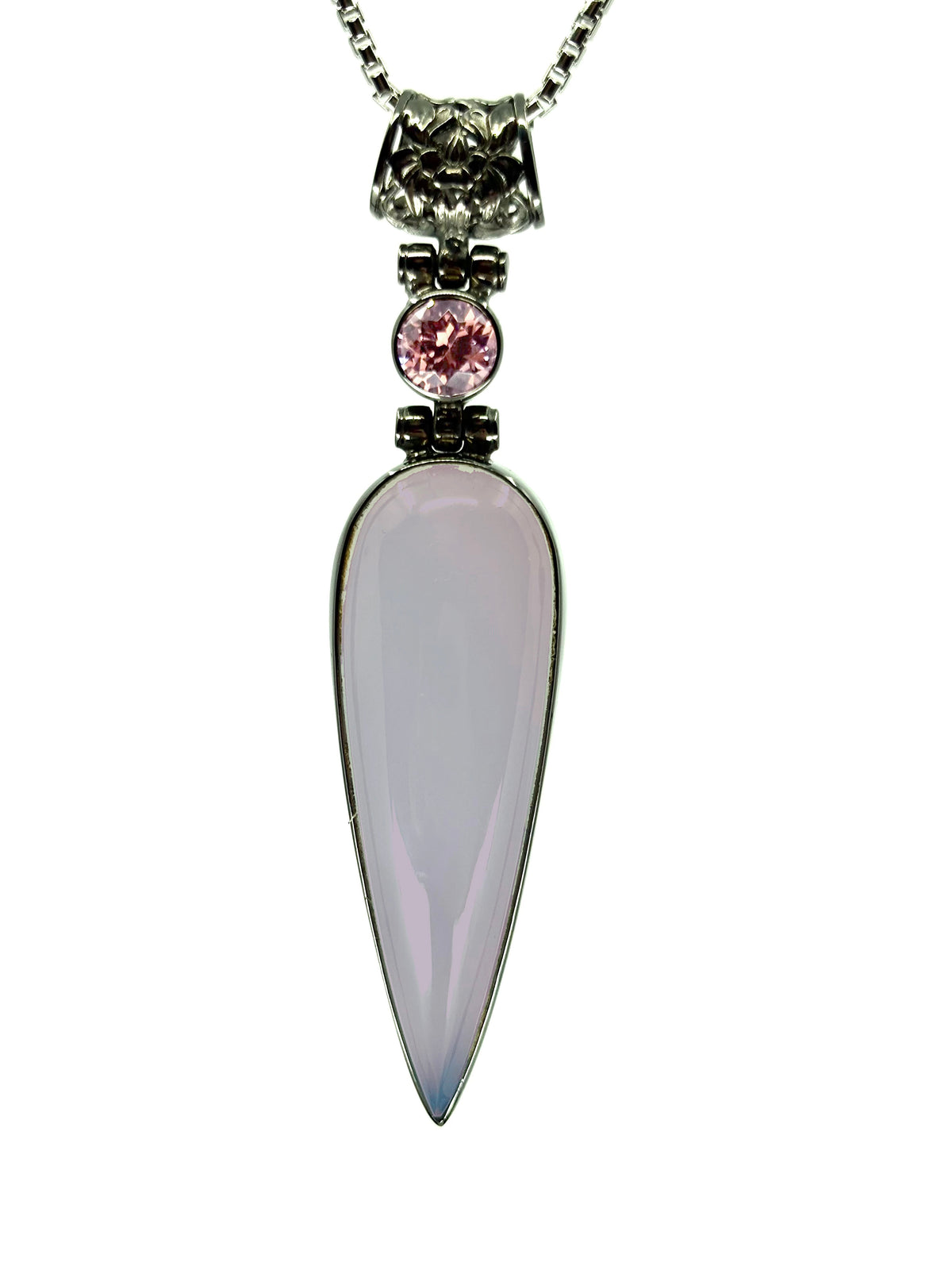 Chalcedony + Lavender Yag Garnet Fine Vibrational Gemstone Pendant
