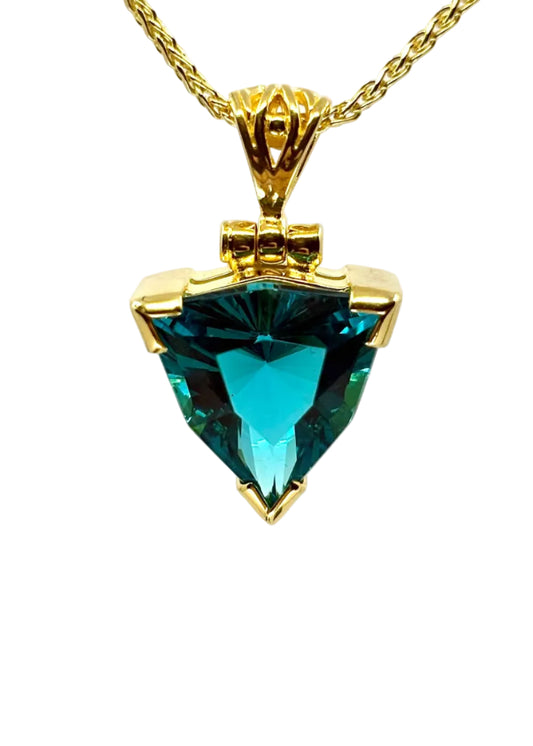 Blue Green Obsidian Fine Vibrational Gemstone Pendant