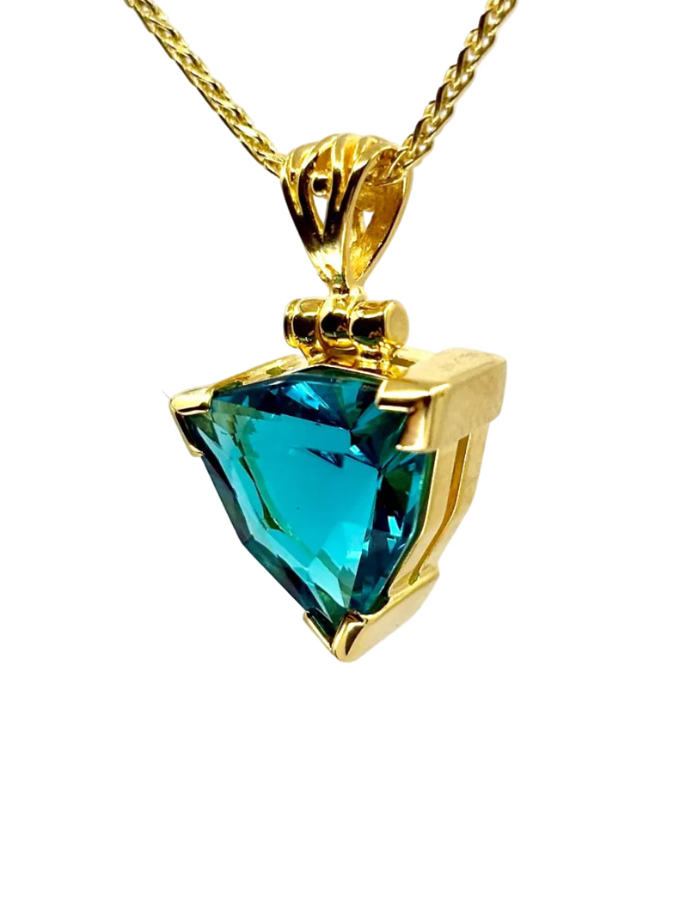 Blue Green Obsidian Fine Vibrational Gemstone Pendant