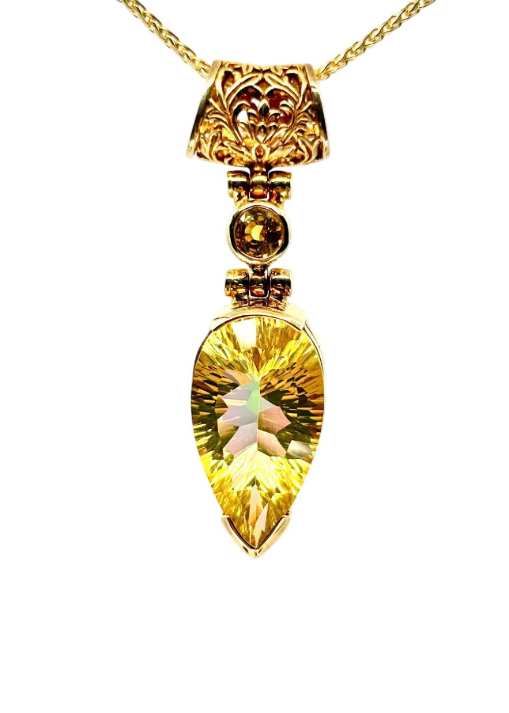 Amaterasu Mystic Quartz + Yellow Sapphire Vibrational Gemstone Pendant