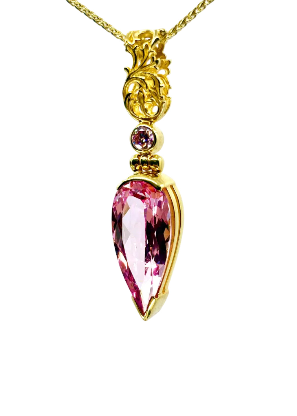 Imperial Pink Sapphire + Pink Moissanite Fine Vibrational Gemstone Pendant