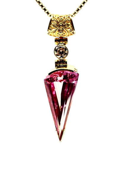 Imperial Pink Sapphire + Pink Moissanite Vibrational Gemstone Pendant