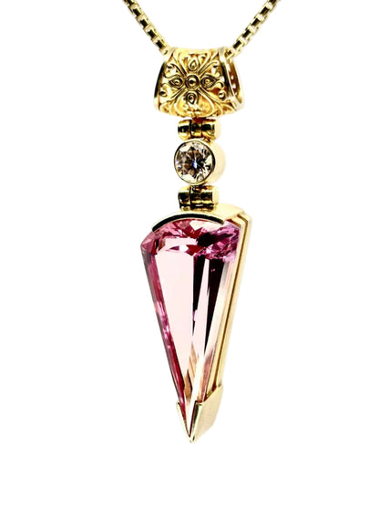 Imperial Pink Sapphire + Pink Moissanite Vibrational Gemstone Pendant