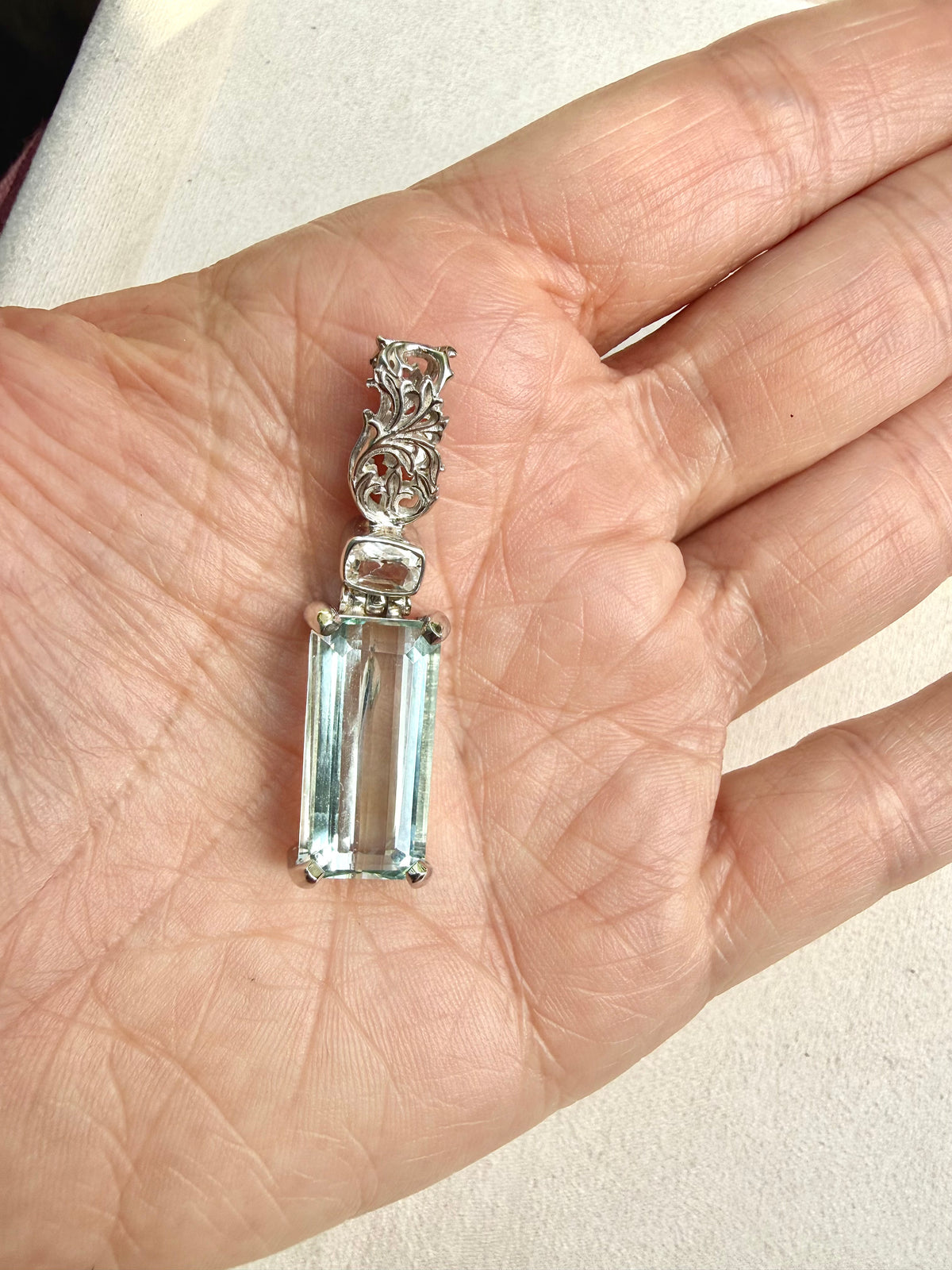 Seafoam Obsidian + Phenkite Fine Vibrational Gemstone Pendant