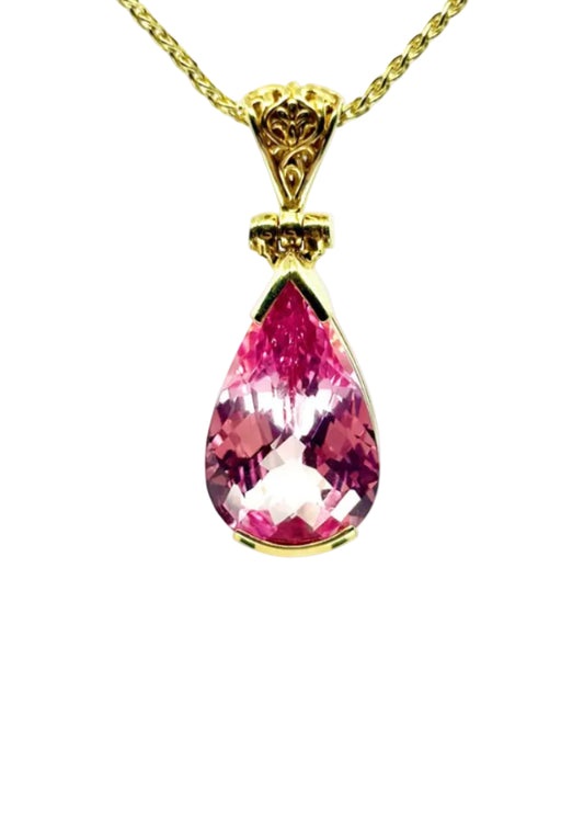 Imperial Pink Sapphire Fine Vibrational Gemstone Pendant