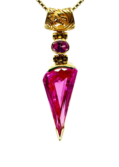 Shasta Pink Sapphire + Pink Sapphire Fine Vibrational Gemstone Pendant