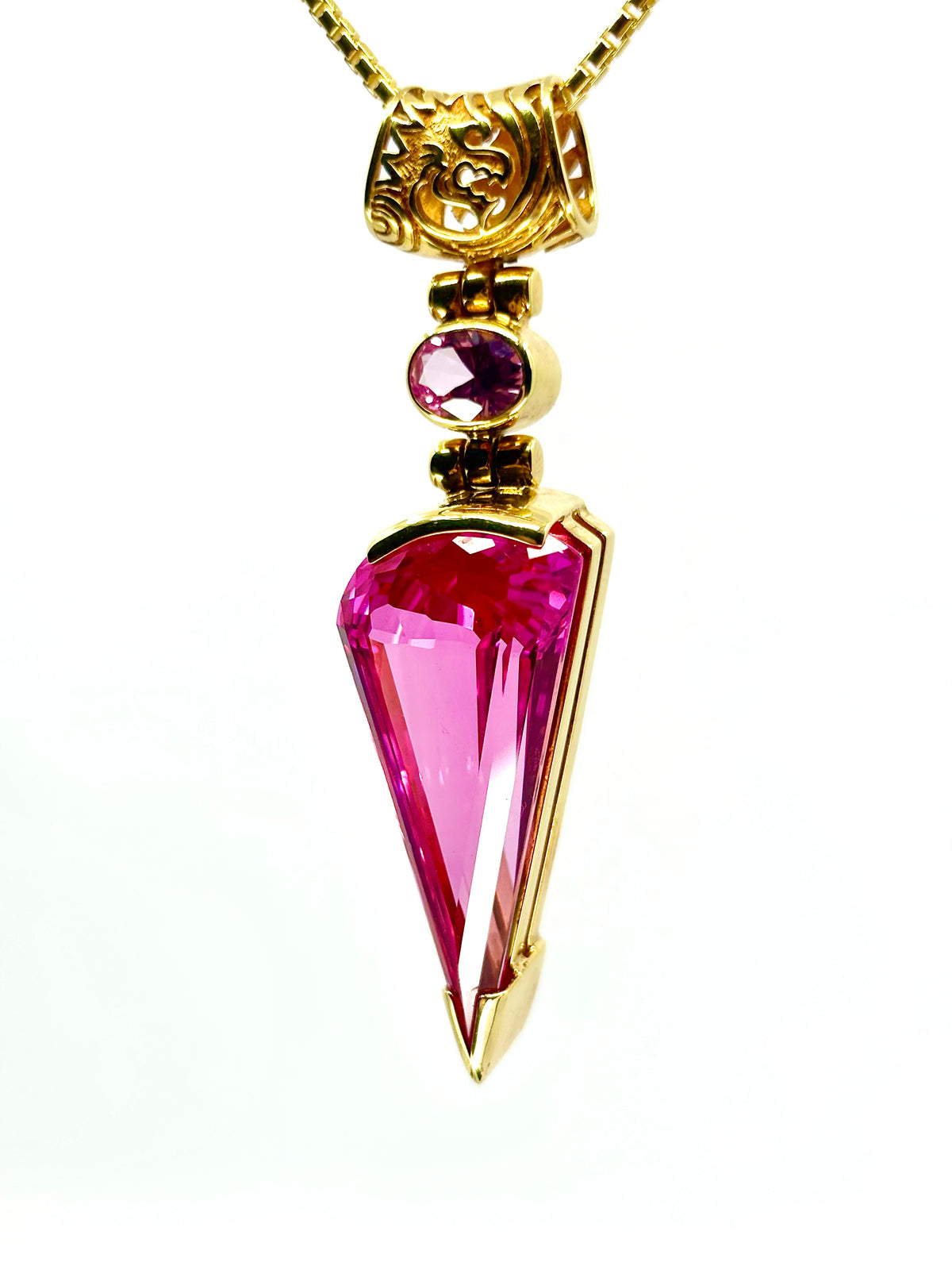 Shasta Pink Sapphire + Pink Sapphire Fine Vibrational Gemstone Pendant