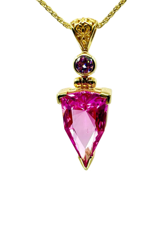 Shasta Pink Sapphire + Pink Moissanite Fine Vibrational Gemstone Pendant