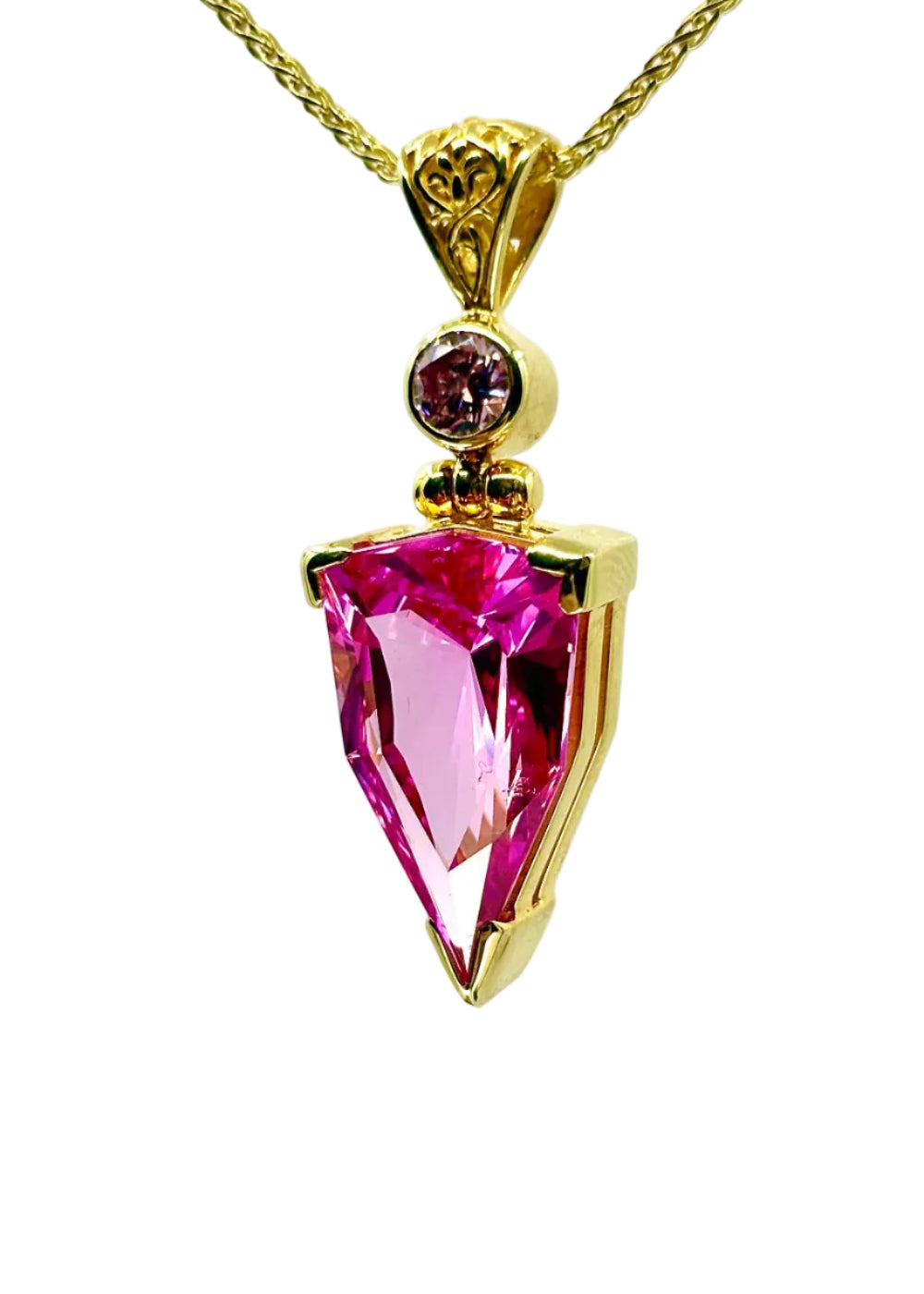 Shasta Pink Sapphire + Pink Moissanite Fine Vibrational Gemstone Pendant