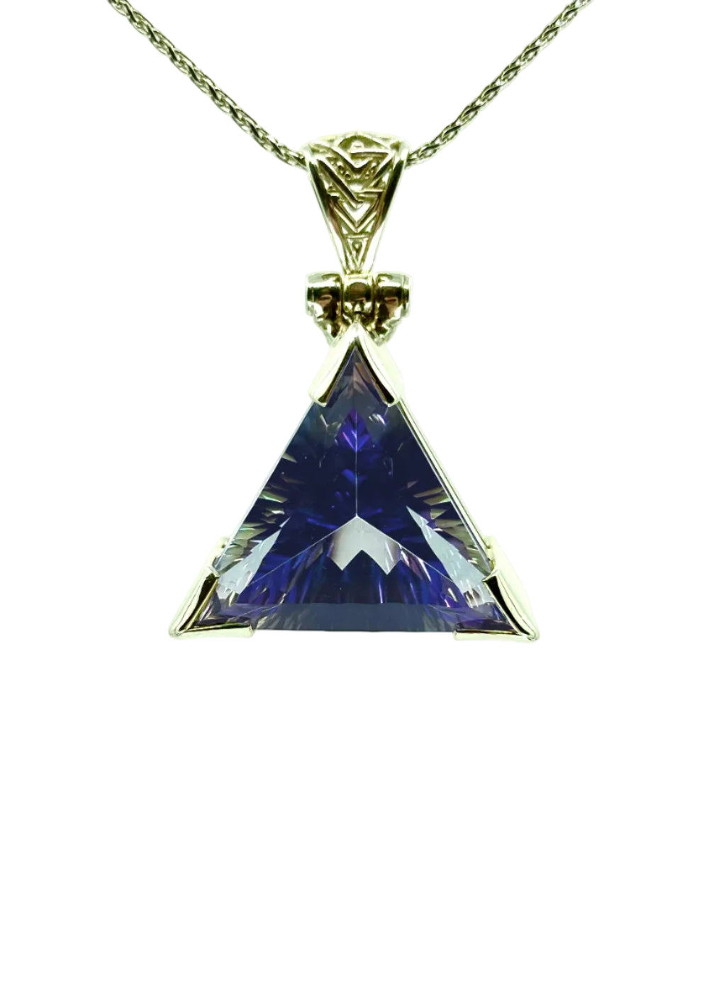Indigo Warrior Mystic Quartz Pyramid Vibrational Gemstone Pendant