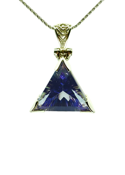 Indigo Warrior Mystic Quartz Pyramid Vibrational Gemstone Pendant