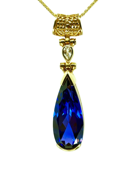 Zao Gongen YAG Tanzanite + Phenakite Fine Vibrational Gemstone Pendant