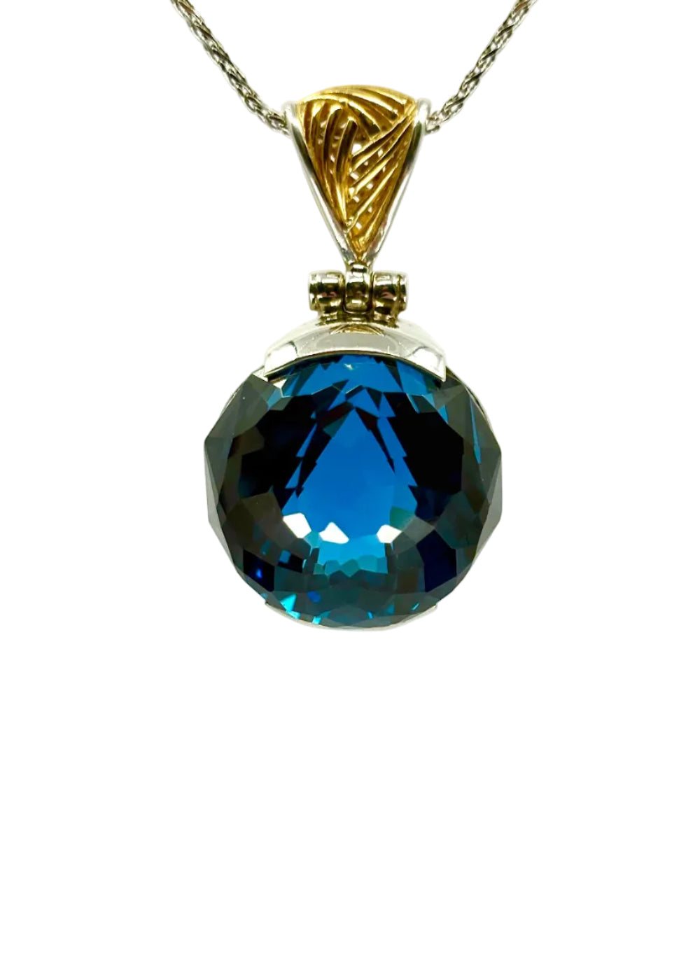 Blue Green Spinel Fine Vibrational Gemstone Pendant