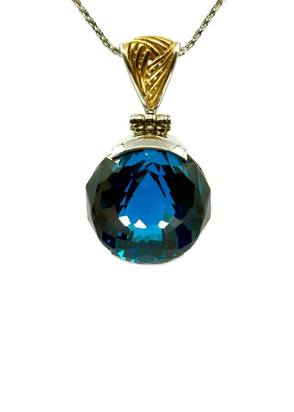 Blue Green Spinel Vibrational Gemstone Pendant