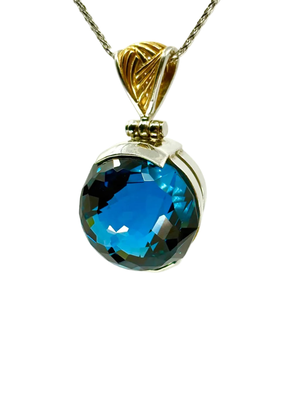 Blue Green Spinel Fine Vibrational Gemstone Pendant