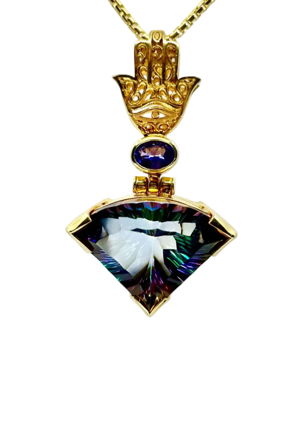Indigo Warrior Mystic Quartz + Nat Tanzanite Fine Vibrational Gemstone Pendant