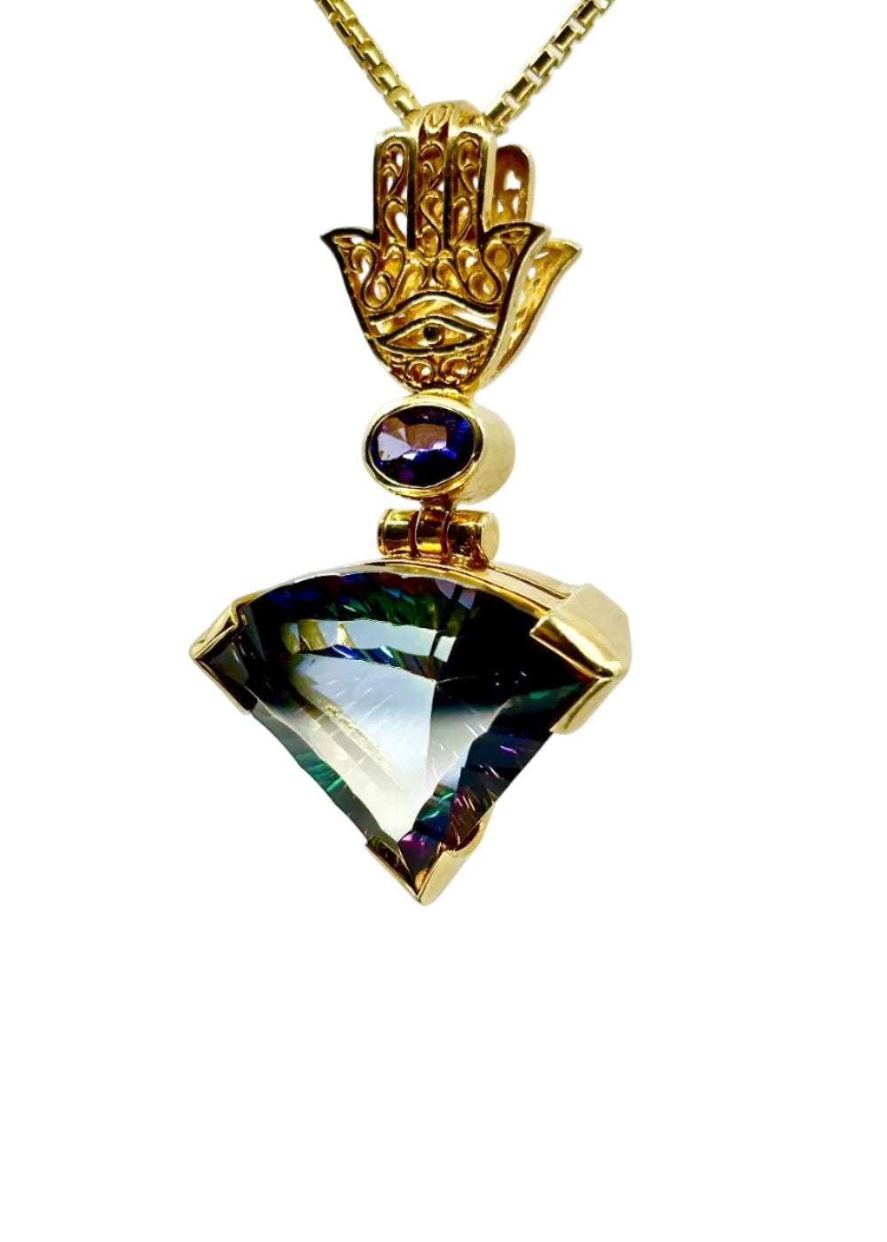 Indigo Warrior Mystic Quartz + Nat Tanzanite Fine Vibrational Gemstone Pendant