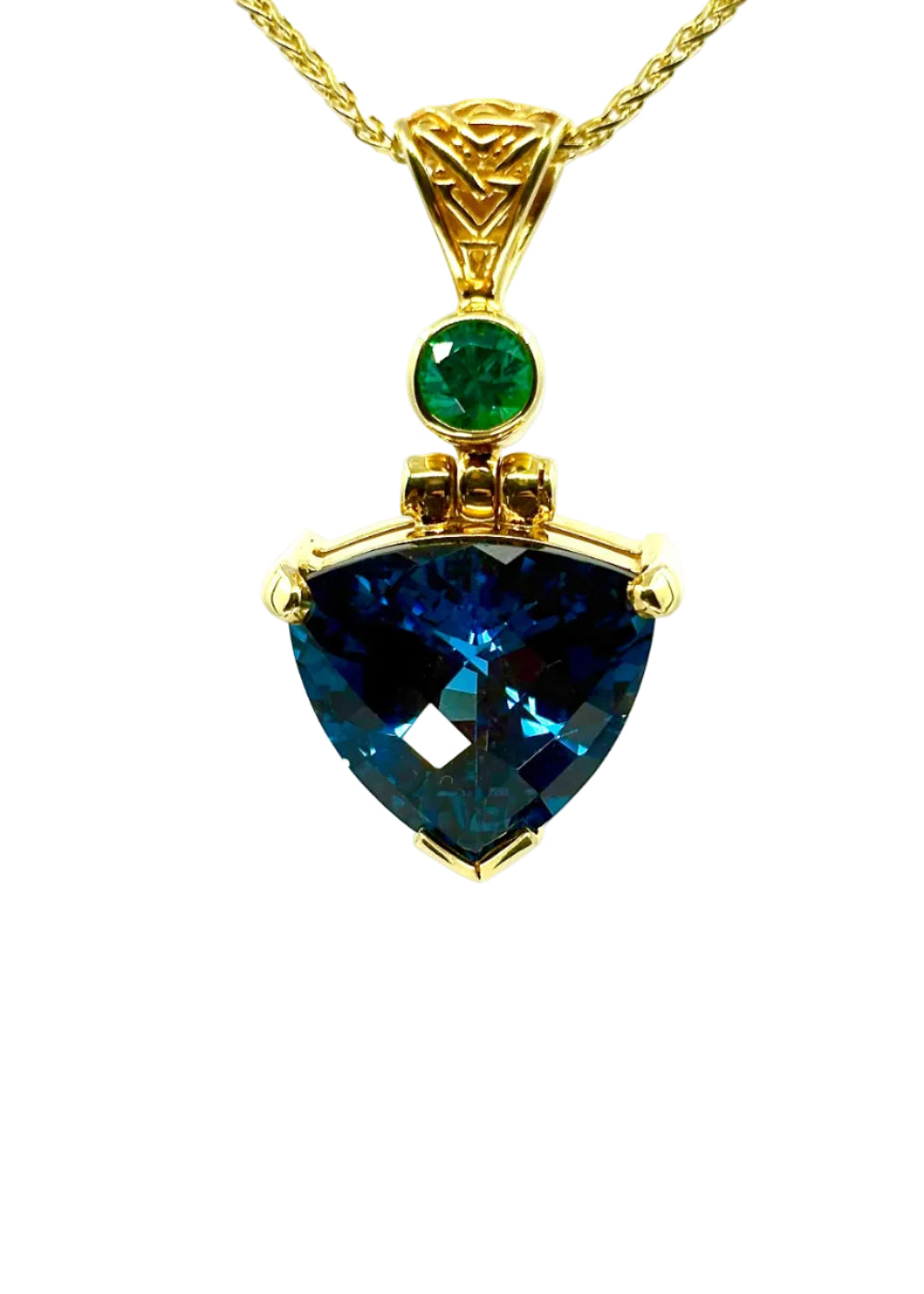Blue Green Spinel + Yag Paraiba Fine Vibrational Gemstone Pendant