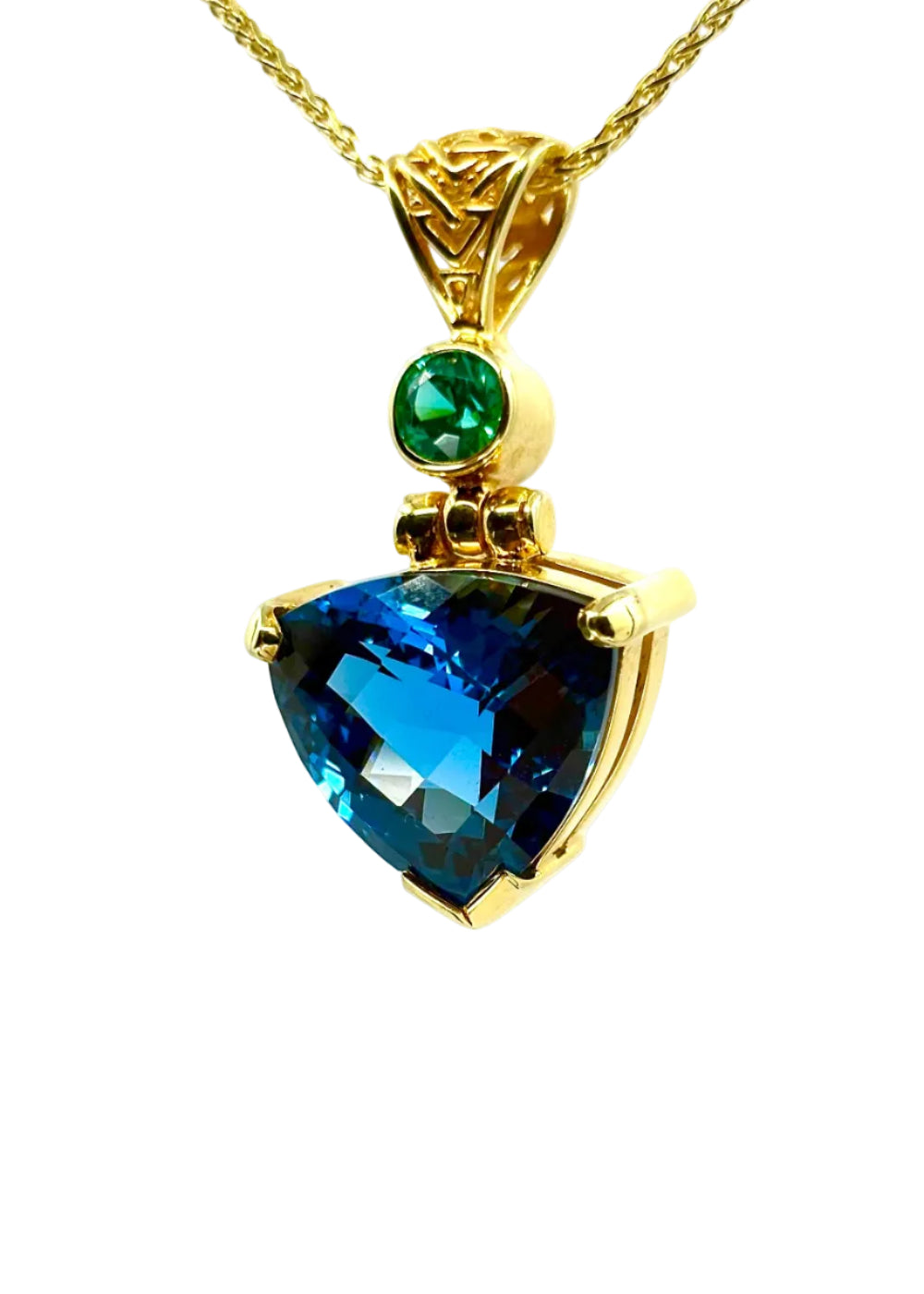 Blue Green Spinel + Yag Paraiba Fine Vibrational Gemstone Pendant