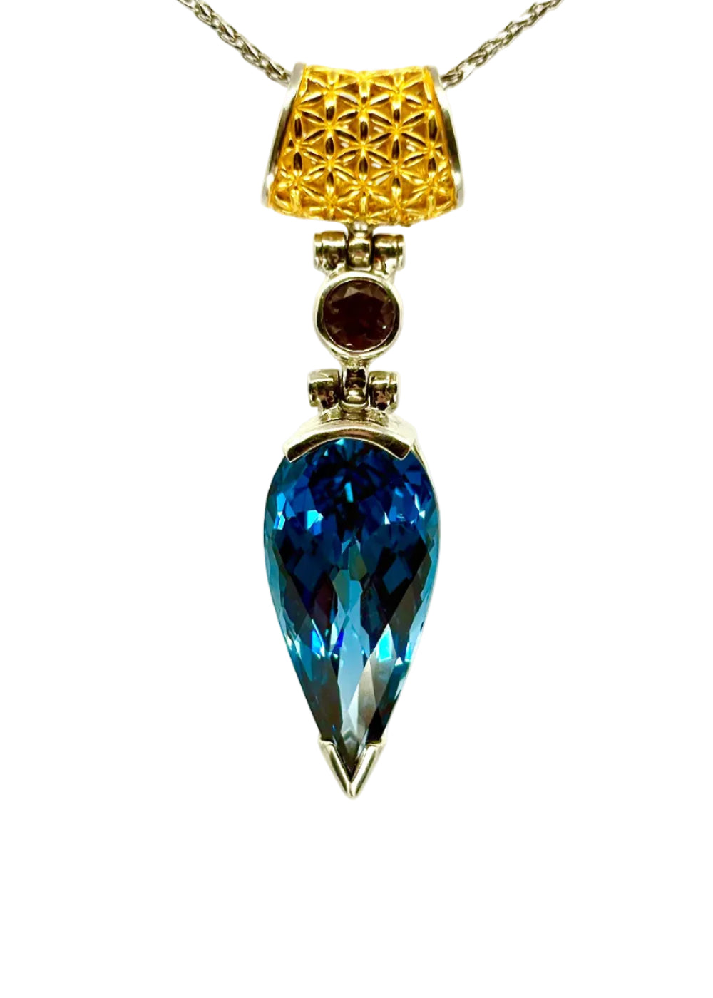 Blue Green Spinel + Alexandrite Chrysoberyl Vibrational Gemstone Pendant