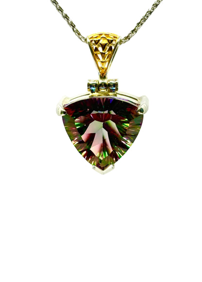 Peacock Mystic Quartz Vibrational Gemstone Pendant