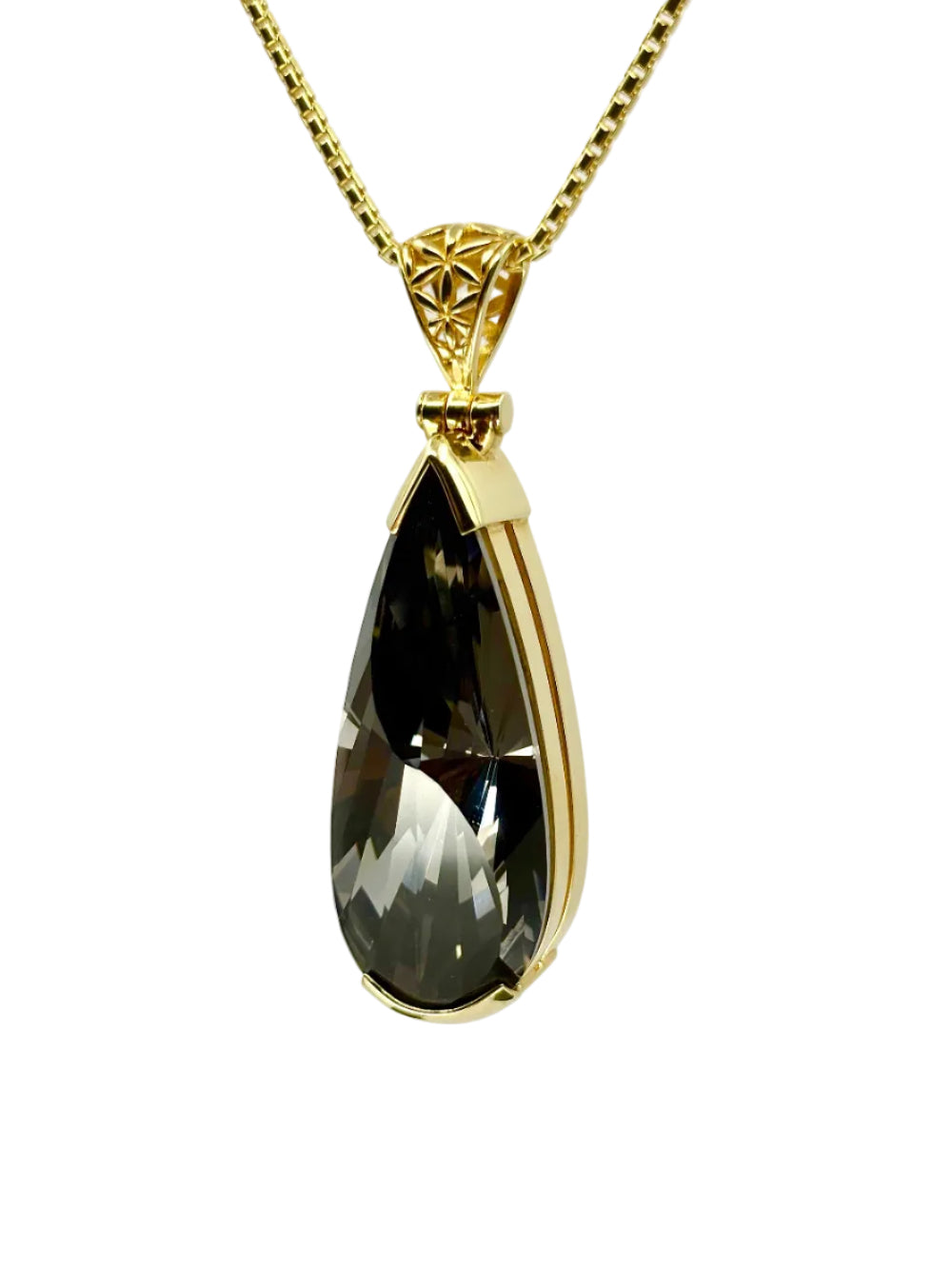 Large Midnight Mystic Teardrop/ Yin Yang Cut, Fine Vibrational Gemstone Pendant