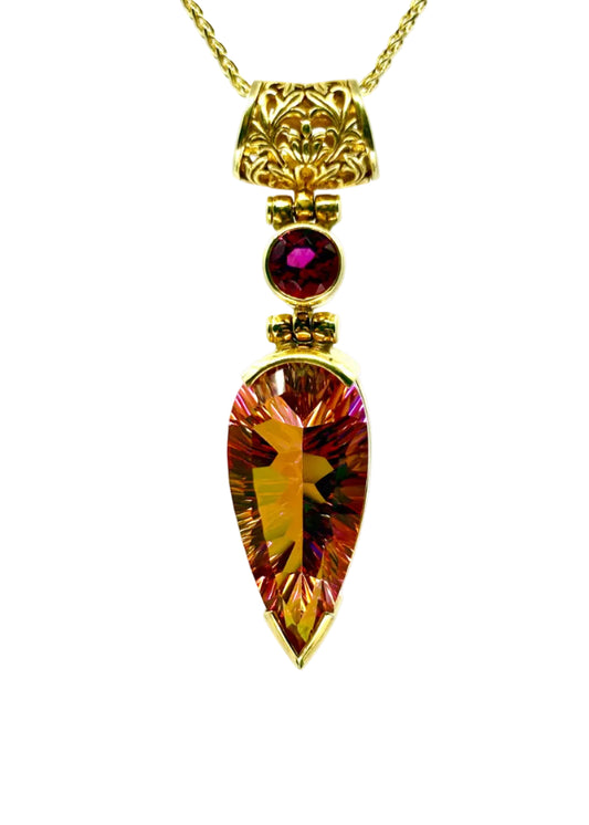 Sunstar Mystic Quartz + Red Beryl Fine Vibrational Gemstone Pendant