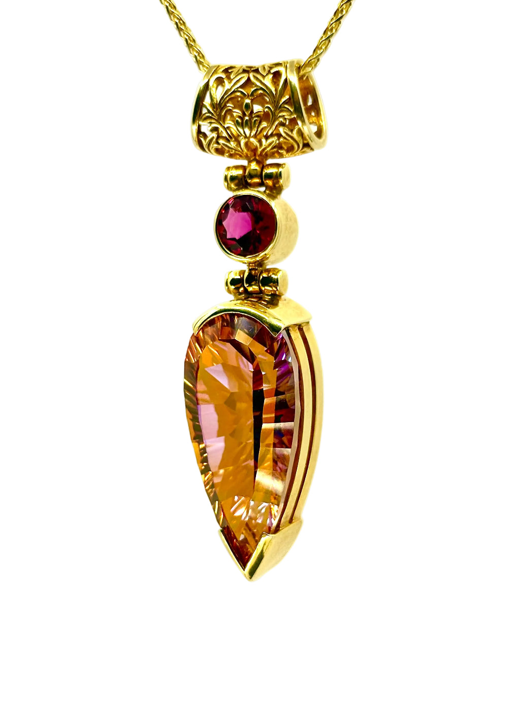Sunstar Mystic Quartz + Red Beryl Fine Vibrational Gemstone Pendant