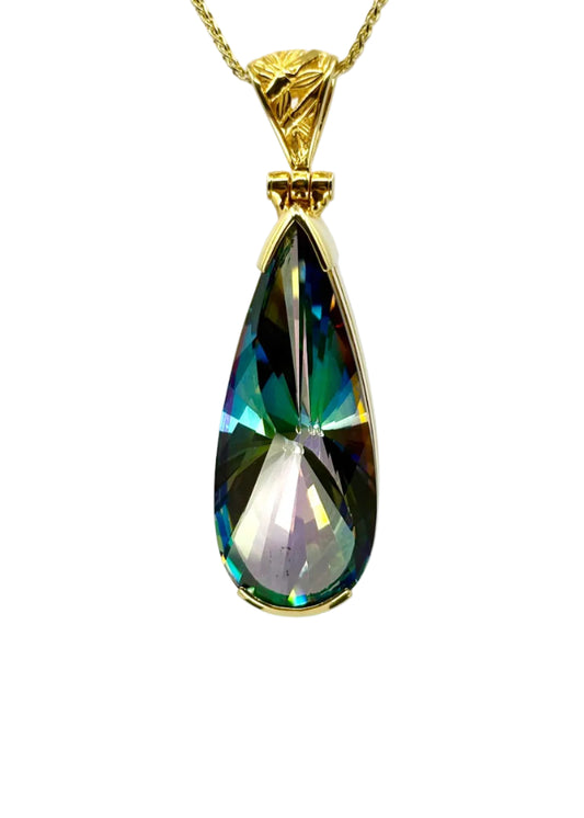 Large Luminous Heart Mystic Quartz Fine Vibrational Gemstone Pendant